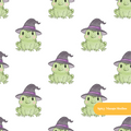 White Witchy Frog Seamless Pattern