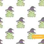 White Witchy Frog Seamless Pattern