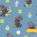 Blue Witchy Halloween Seamless Pattern – Digital Download
