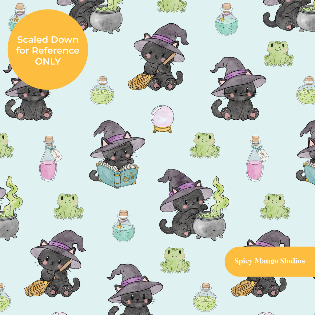 Mint Witchy Halloween Seamless Pattern – Digital Download