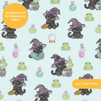 Mint Witchy Halloween Seamless Pattern – Digital Download