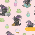 Pink Witchy Halloween Seamless Pattern – Digital Download