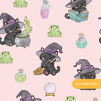 Pink Witchy Halloween Seamless Pattern – Digital Download