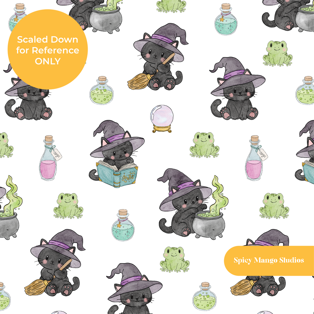 White Witchy Halloween Seamless Pattern – Digital Download