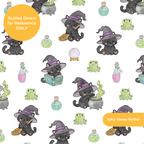White Witchy Halloween Seamless Pattern – Digital Download