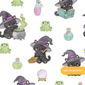 White Witchy Halloween Seamless Pattern – Digital Download
