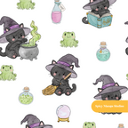 White Witchy Halloween Seamless Pattern – Digital Download