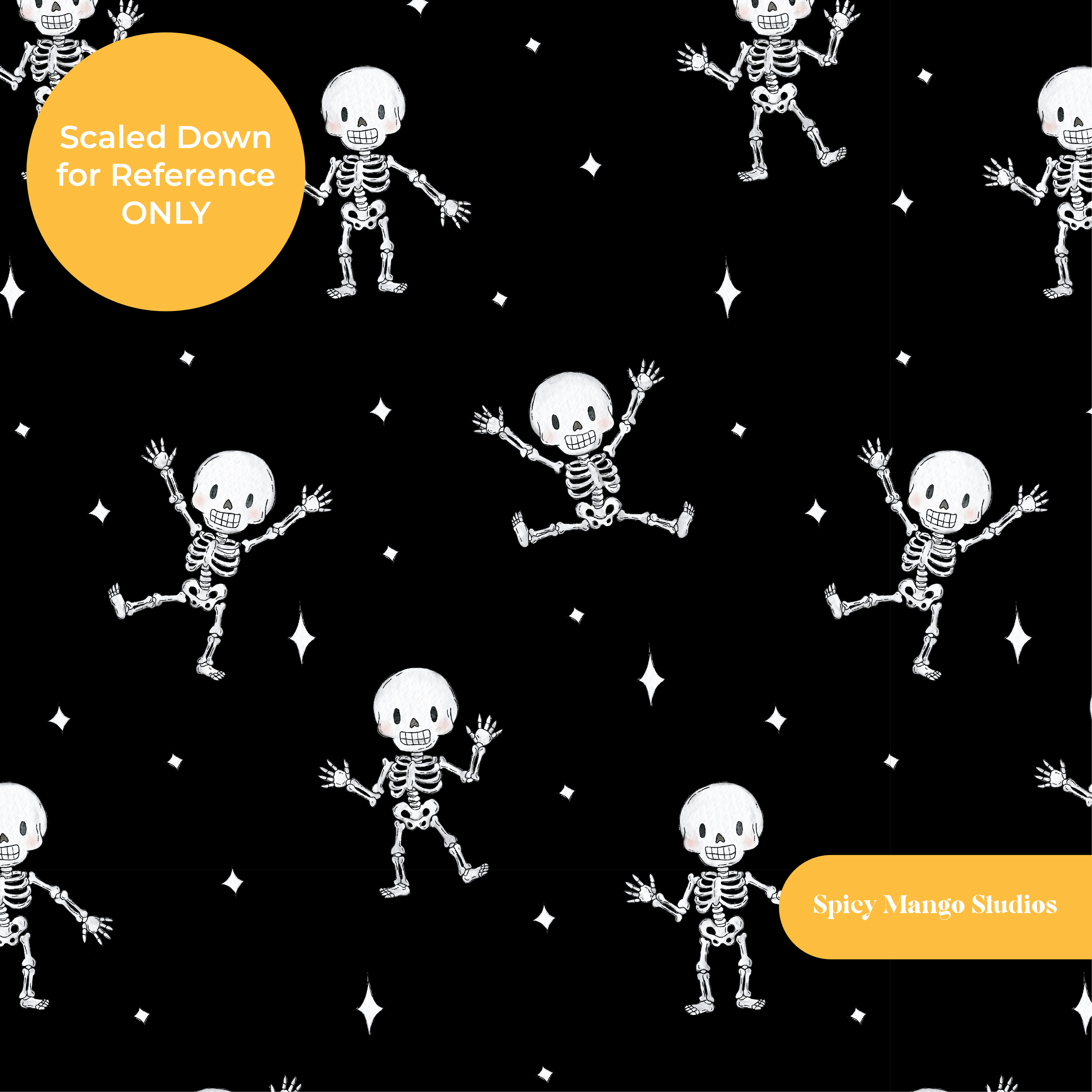 Black Spooky Skeleton Dancers Seamless Pattern – Digital Download