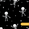 Black Spooky Skeleton Dancers Seamless Pattern – Digital Download