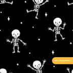 Black Spooky Skeleton Dancers Seamless Pattern – Digital Download
