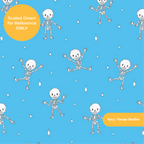 Electric Blue Spooky Skeleton Dancers Seamless Pattern – Digital Download