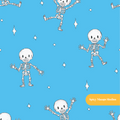 Electric Blue Spooky Skeleton Dancers Seamless Pattern – Digital Download