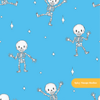 Electric Blue Spooky Skeleton Dancers Seamless Pattern – Digital Download