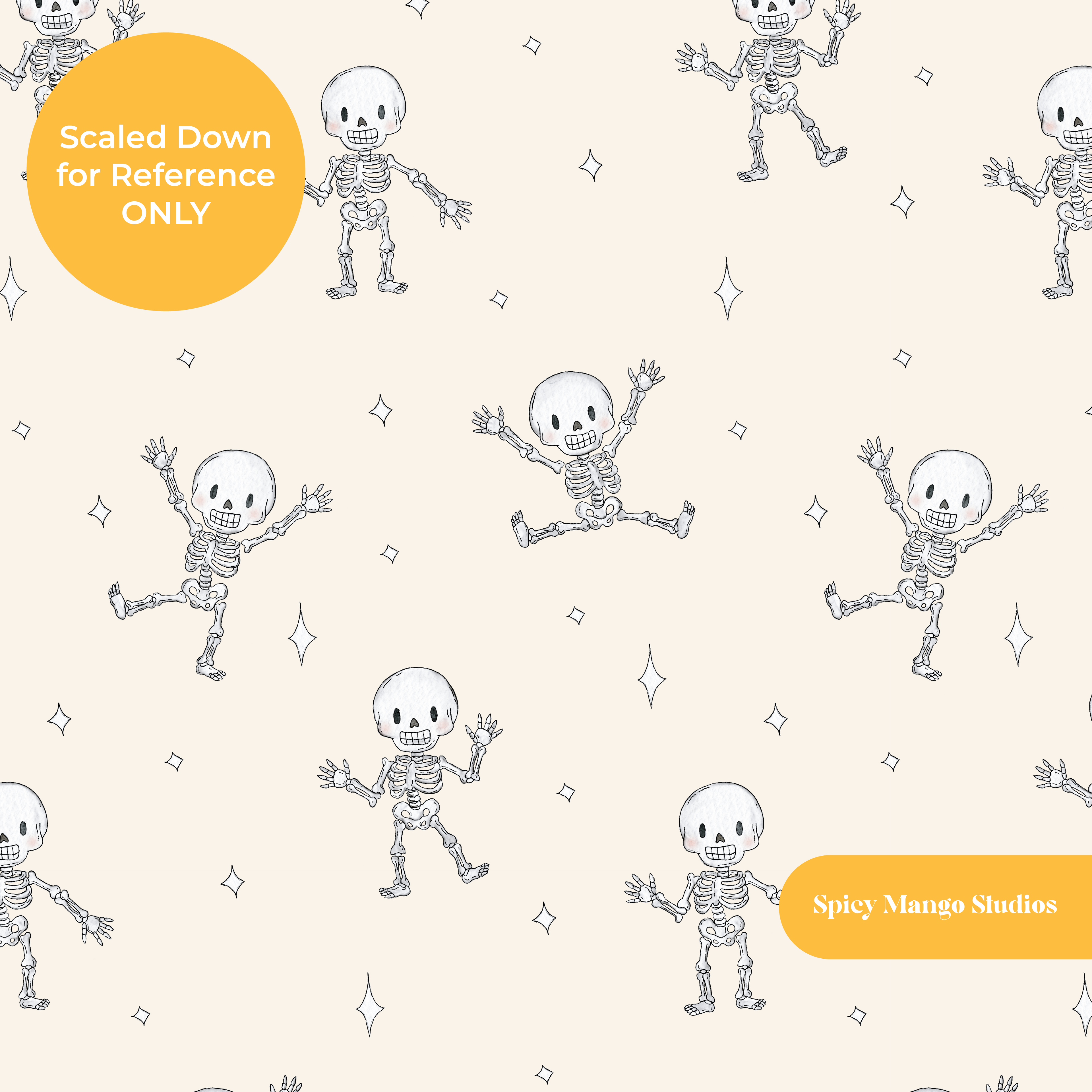 Neutral Spooky Skeleton Dancers Seamless Pattern – Digital Download