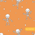 Orange Spooky Skeleton Dancers Seamless Pattern – Digital Download