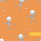 Orange Spooky Skeleton Dancers Seamless Pattern – Digital Download