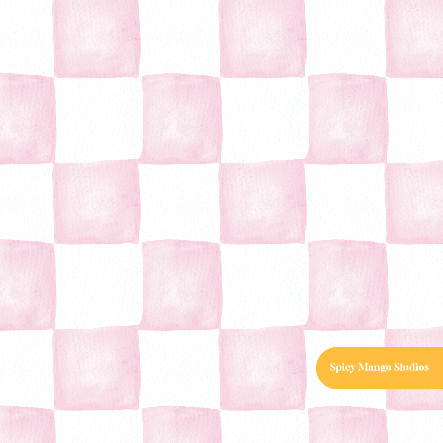 Ballerina Pink Whimsical Watercolor Checker Seamless Pattern