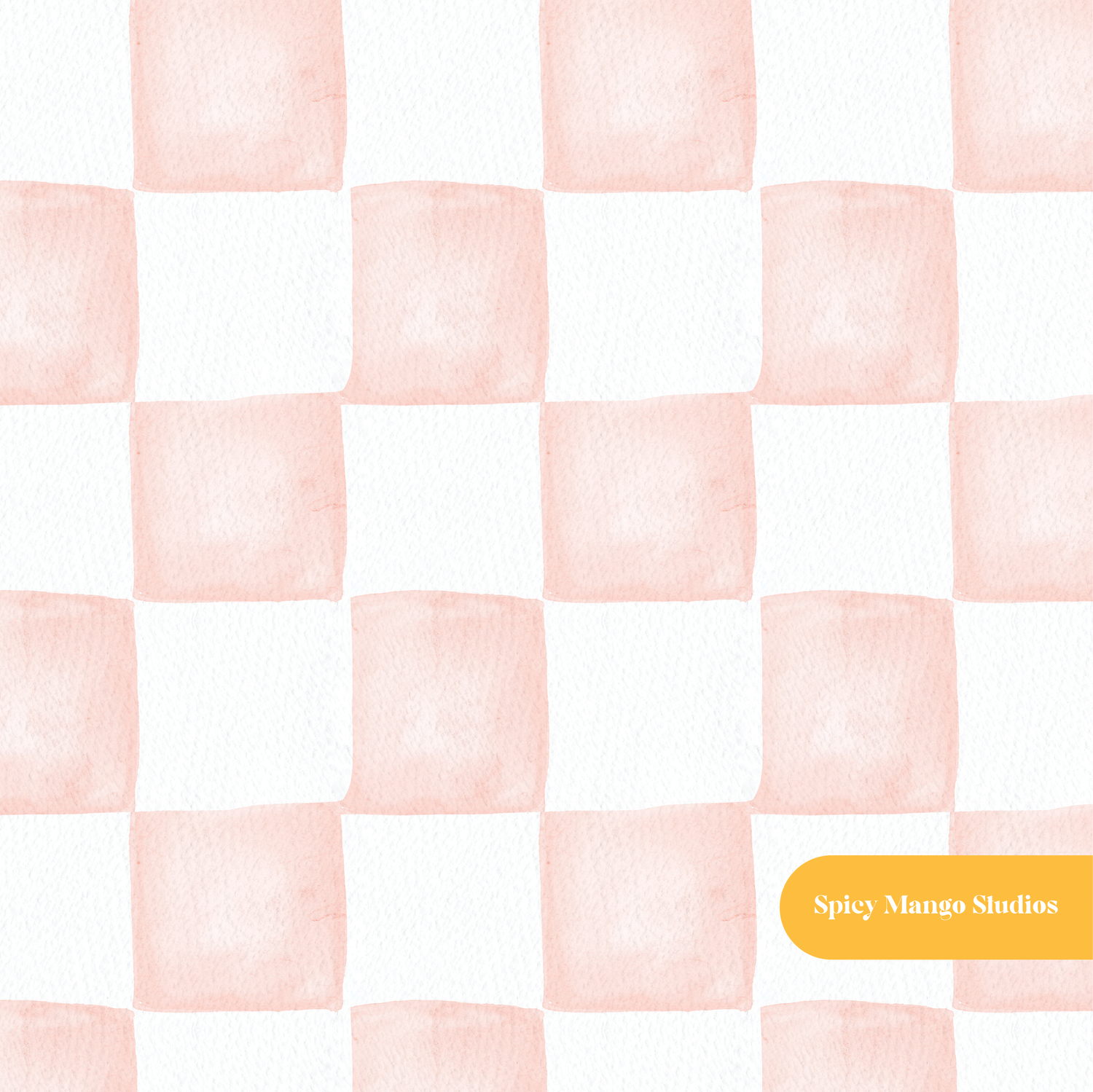 Pink Whimsical Watercolor Checker Seamless Pattern