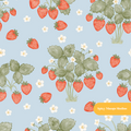Cloud Blue Watercolor Strawberry Seamless Pattern
