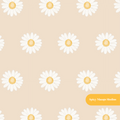 Beige Whimsical Watercolor Daisy Seamless Pattern
