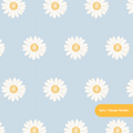 Cloud Blue Whimsical Watercolor Daisy Seamless Pattern