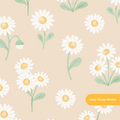 Beige Whimsical Watercolor Daisy Floral Seamless Pattern
