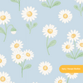 Cloud Blue Whimsical Watercolor Daisy Floral Seamless Pattern