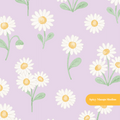 Lavender Whimsical Watercolor Daisy Floral Seamless Pattern