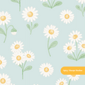 Mint Whimsical Watercolor Daisy Floral Seamless Pattern