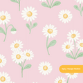 Pink Whimsical Watercolor Daisy Floral Seamless Pattern