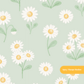 Sage Whimsical Watercolor Daisy Floral Seamless Pattern