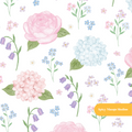 White Whimsical Watercolor Floral Seamless Pattern