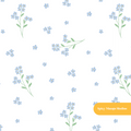 White and Blue Whimsical Watercolor Forget Me Not Floral Seamless Pattern