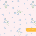 Pink Whimsical Watercolor Forget Me Not Floral Seamless Pattern