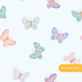 Pastel Blue Whimsical Watercolor Butterfly Seamless Pattern