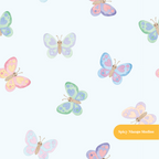 Pastel Blue Whimsical Watercolor Butterfly Seamless Pattern