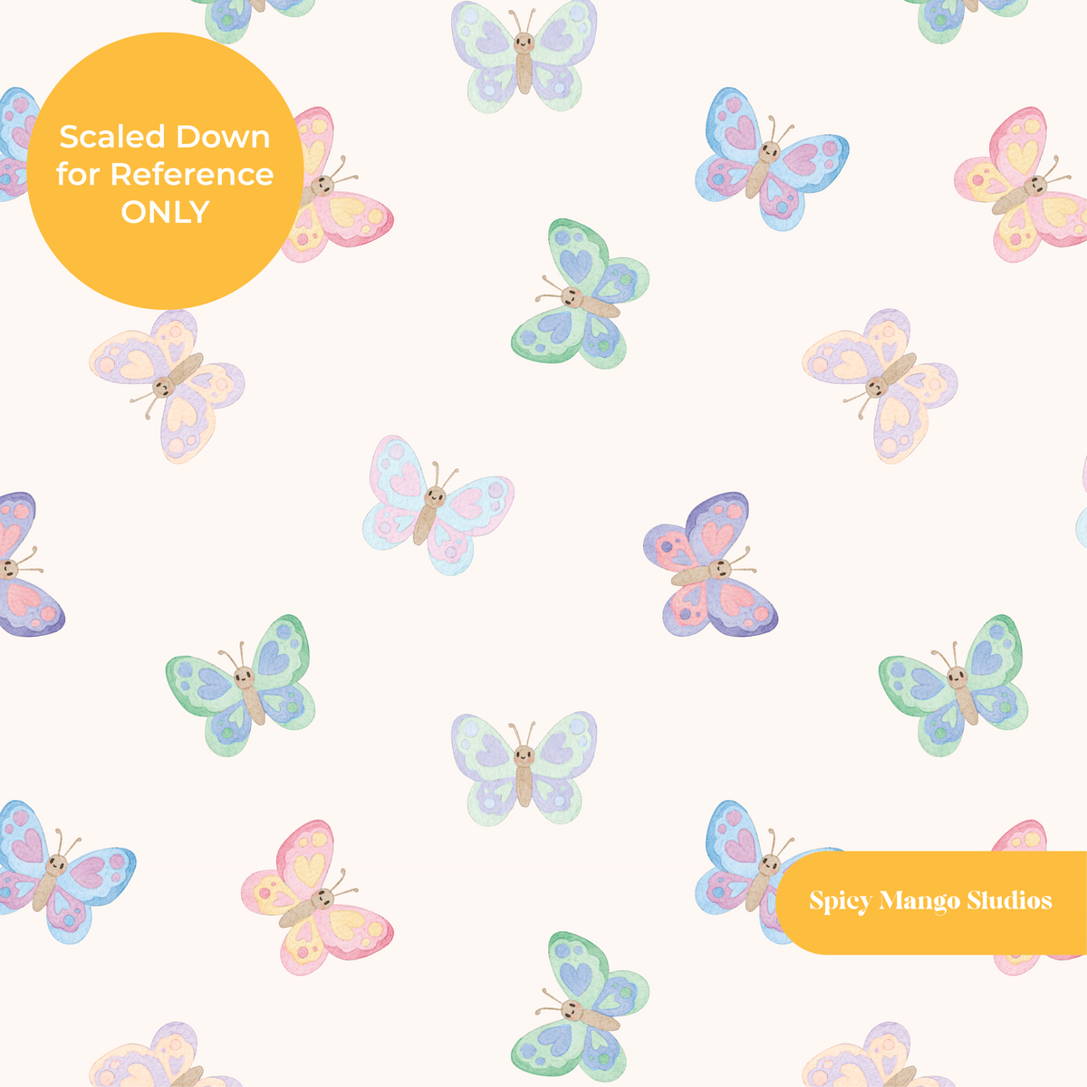 Pastel Peach Whimsical Watercolor Butterfly Seamless Pattern