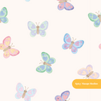 Pastel Peach Whimsical Watercolor Butterfly Seamless Pattern
