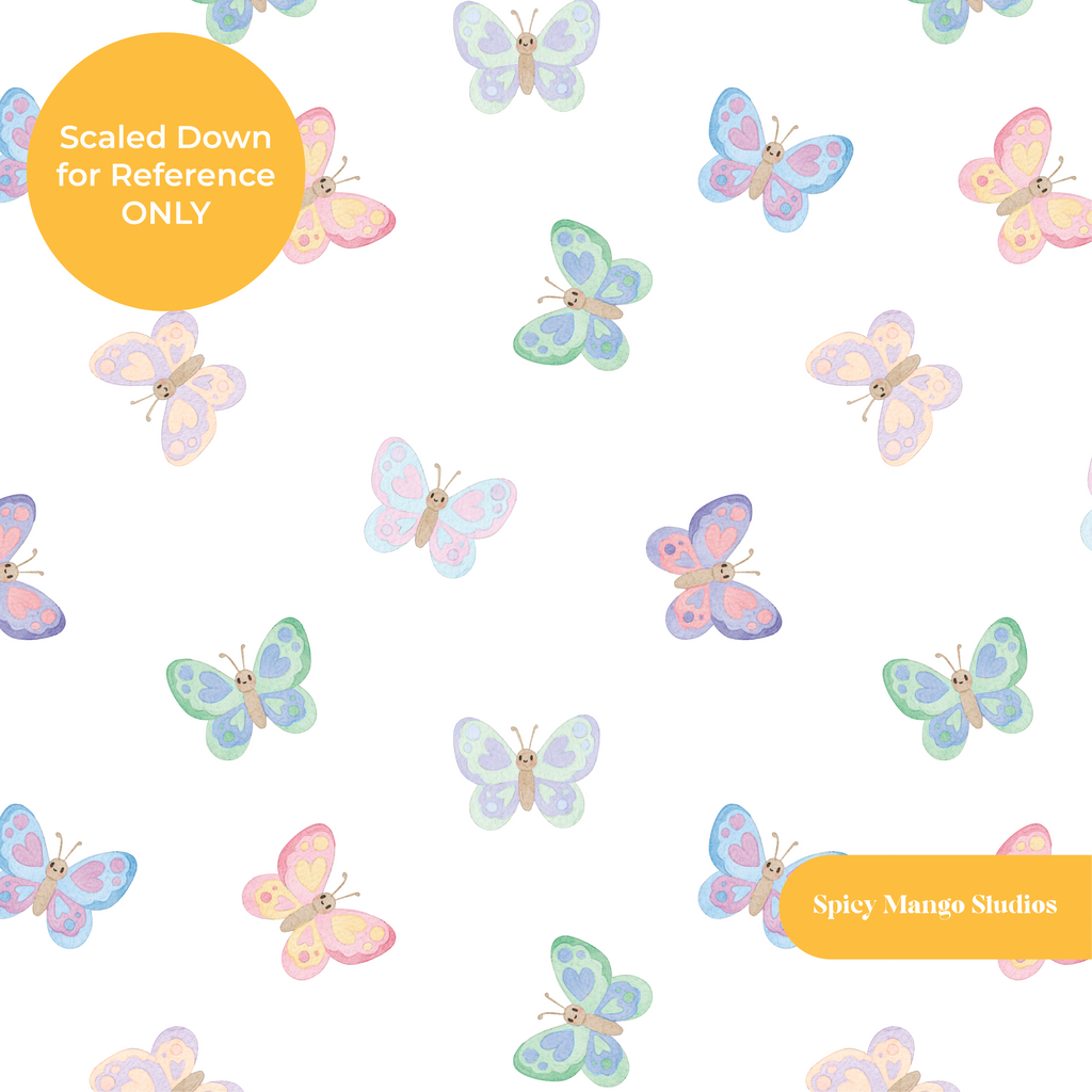 White Whimsical Watercolor Butterfly Seamless Pattern