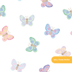 White Whimsical Watercolor Butterfly Seamless Pattern