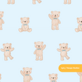 Light Blue Whimsical Watercolor Teddy Bear Seamless Pattern