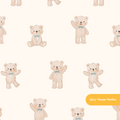 Neutral Whimsical Watercolor Teddy Bear Seamless Pattern