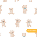 White Whimsical Watercolor Teddy Bear Seamless Pattern