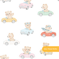Watercolor Teddy Bear Racer Seamless Pattern – Digital Download