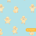 Light Teal Watercolor Ducks Seamless Pattern