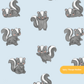 Light Blue Watercolor Woodland Skunk Seamless Pattern