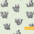 Sage Watercolor Woodland Skunk Seamless Pattern