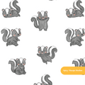 White Watercolor Woodland Skunk Seamless Pattern