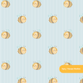 Dusty Blue Stripe Whimsical Watercolor Bee Seamless Pattern