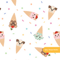 White Animal Ice Cream Cone Seamless Pattern